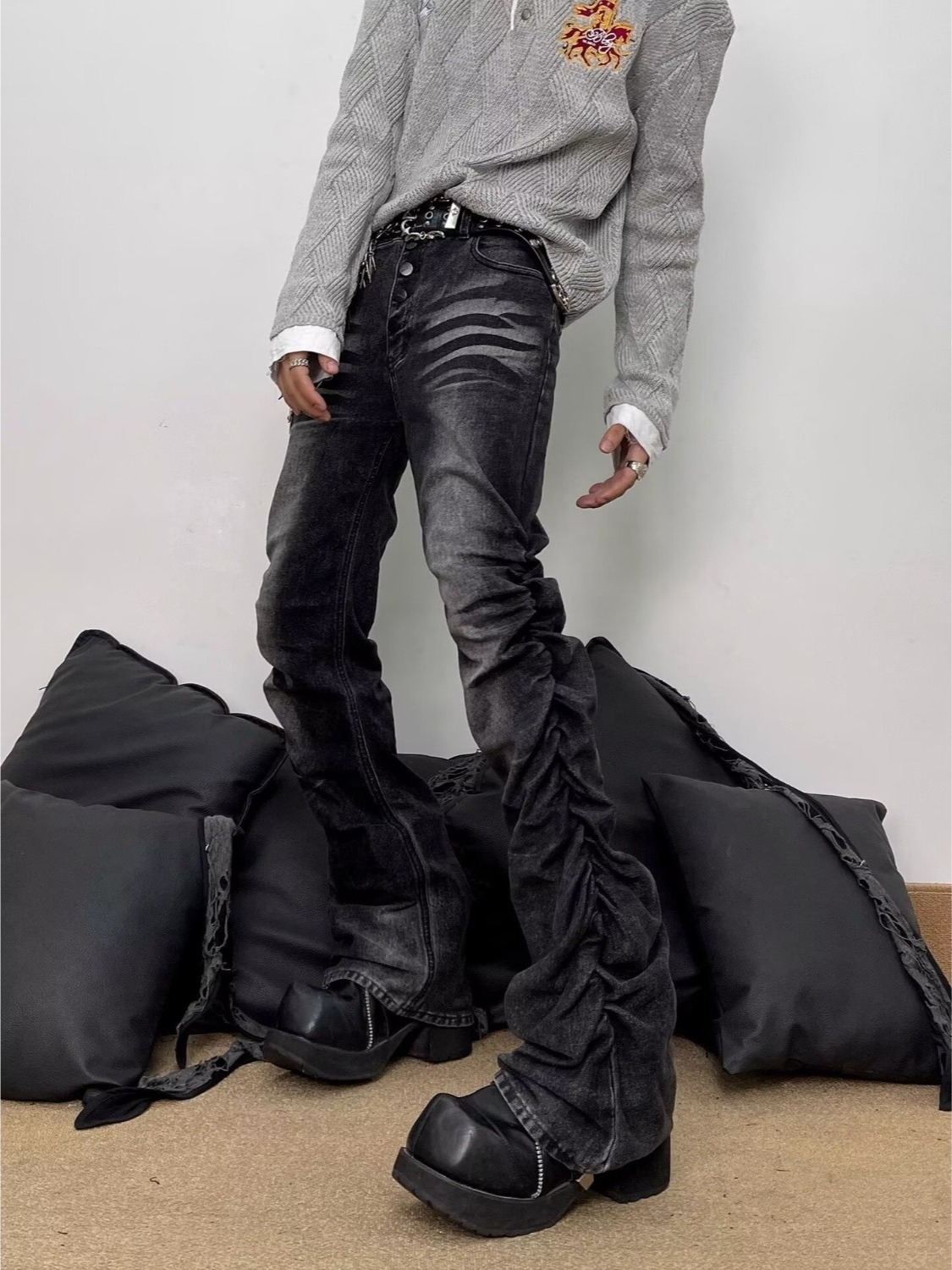 Washed Black Grey Men's Slim S - đánh giá và giá Streetwear Brand Denim