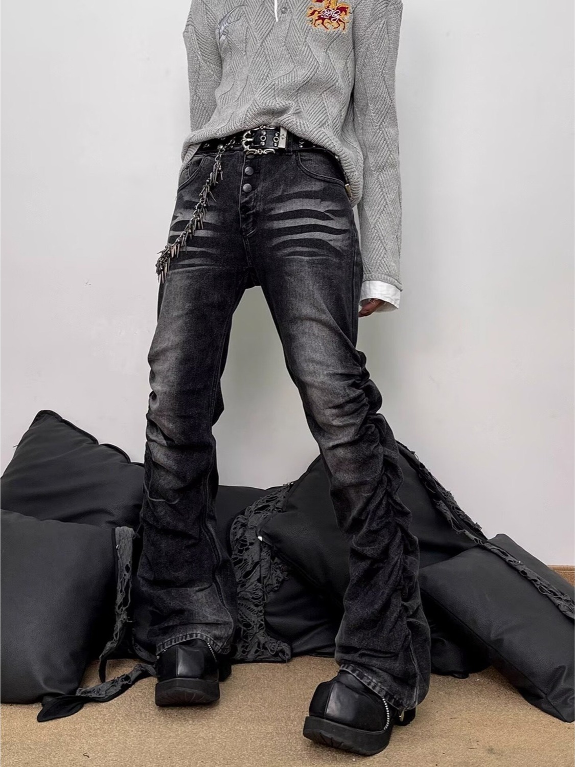 Washed Black Grey Men's Slim S - đánh giá và giá Streetwear Brand Denim